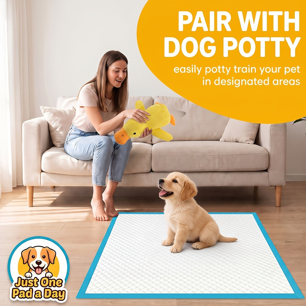 Puppy Potty Pads with Bonus Bags or Duck Toy, Extra Large Absorbent Leakproof Dog Pee Pads for Indoor House Training and Everyday Accidents