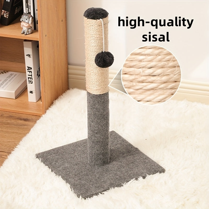 Cat Scratching Post 21 Inch with Hemp Rope, Multi-Level Indoor Cat Climbing Tower with Hanging Balls for Kittens and Adult Cats in Three Colors