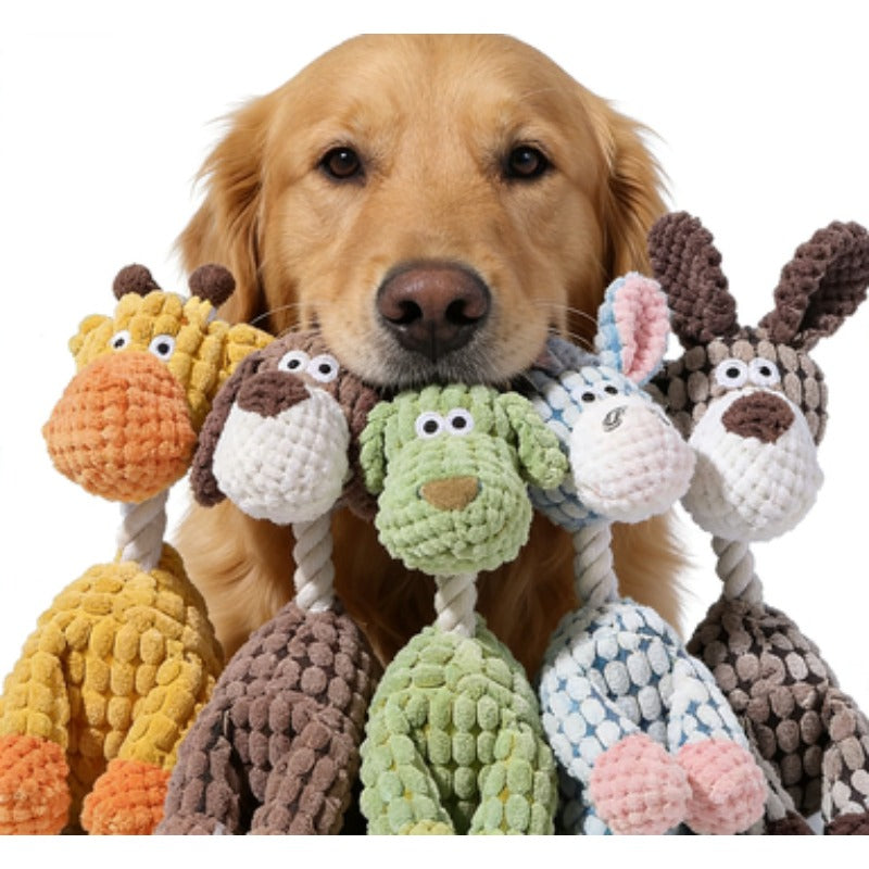 Washable Squeaky Plush Dog Toy for Small and Medium Dogs, Seven Animal Style Options with Goat, Giraffe, Donkey and Puppy Designs for Gentle Play