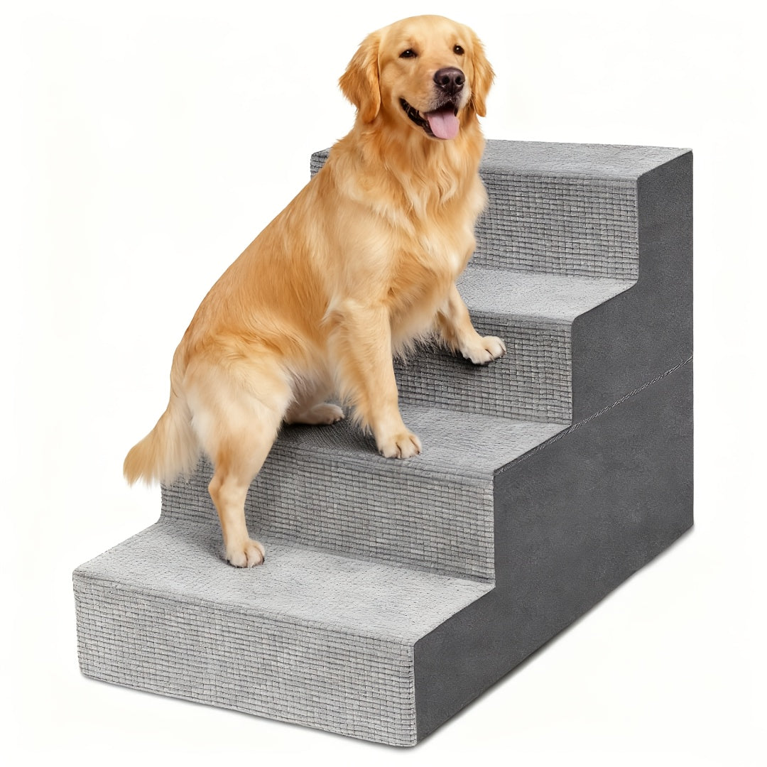 Dog Stairs with Non-Slip Steps, 4-Step Pet Ladder with Removable Washable Component for Small Dogs to Reach Suitable Beds, Couches and Sofas