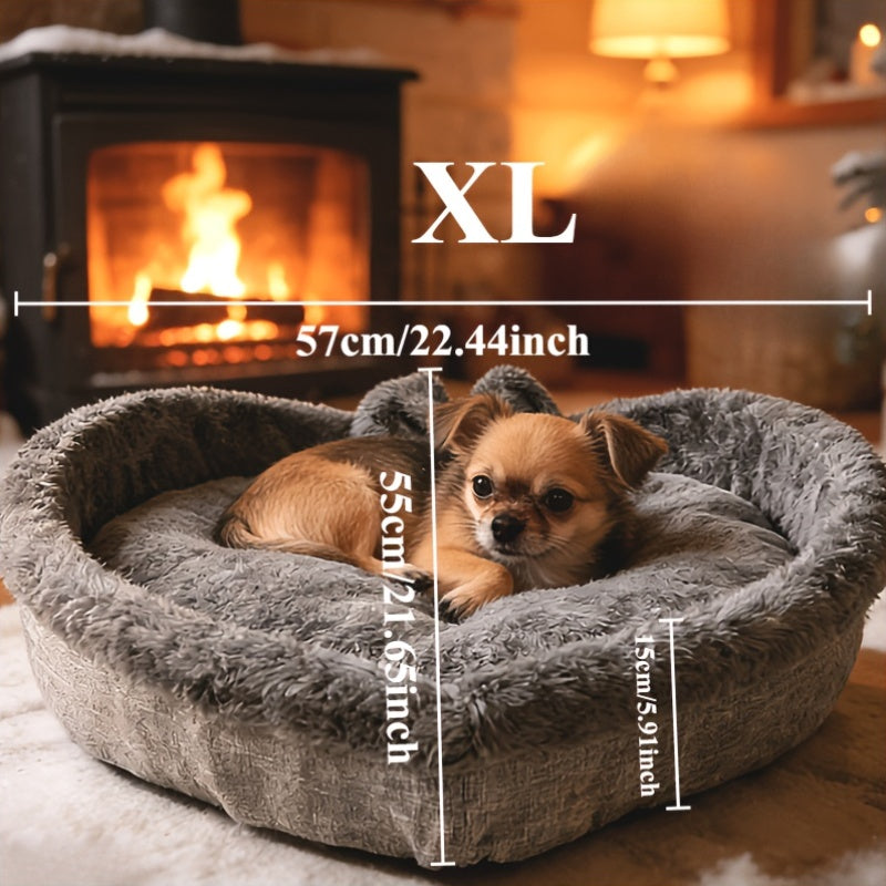 Heart-Shaped Dog Bed with Plush Fleece Lining, Medium Cozy Resting Bed for Puppies, Small Dogs and Cats up to 6.61 lb, No Assembly Required