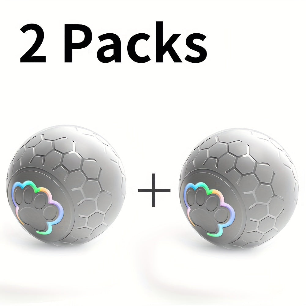 Interactive Pet Balls 2 Pack with Motion Sensor and Flashing Lights, USB Rechargeable Jumping and Rolling Toys for Small Dogs and Cats, Two Modes