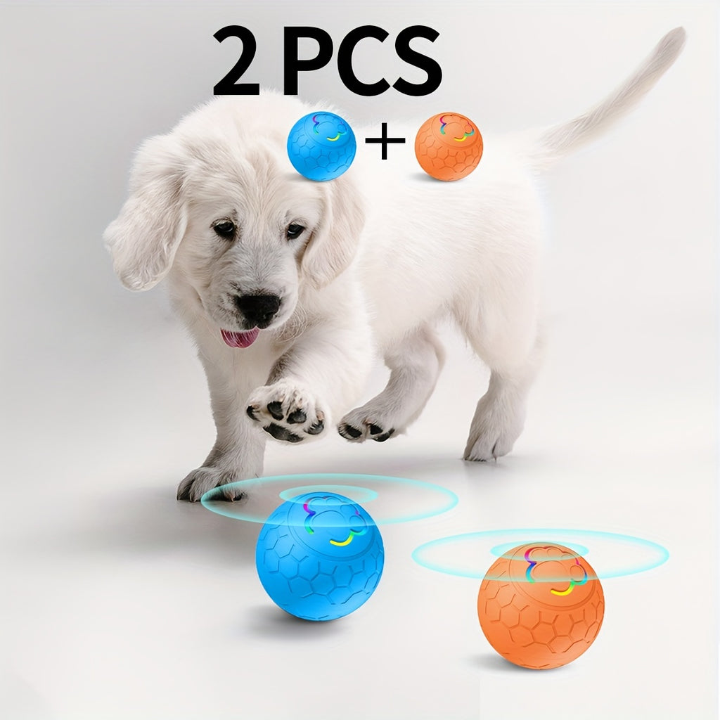 Interactive Pet Balls 2 Pack with Motion Sensor and Flashing Lights, USB Rechargeable Jumping and Rolling Toys for Small Dogs and Cats, Two Modes