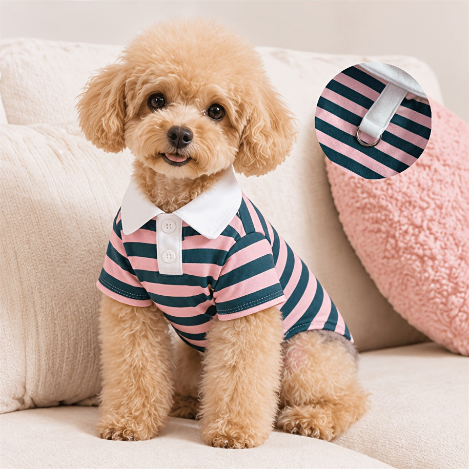 Striped Dog Clothes for Dogs and Cats, Navy Style Pet Clothing in Blue Navy, Navy Red and Coral Pink, XS–XXL for Dress-Up and Photos