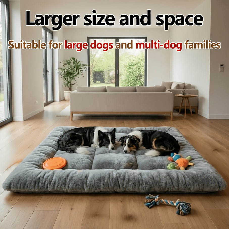 Large Dog Sleeping Mat, Thick Soft Washable Non-Slip Winter Pet Floor Bed in Grey, L to XXXL Sizes for Multi-Dog Family Lounging