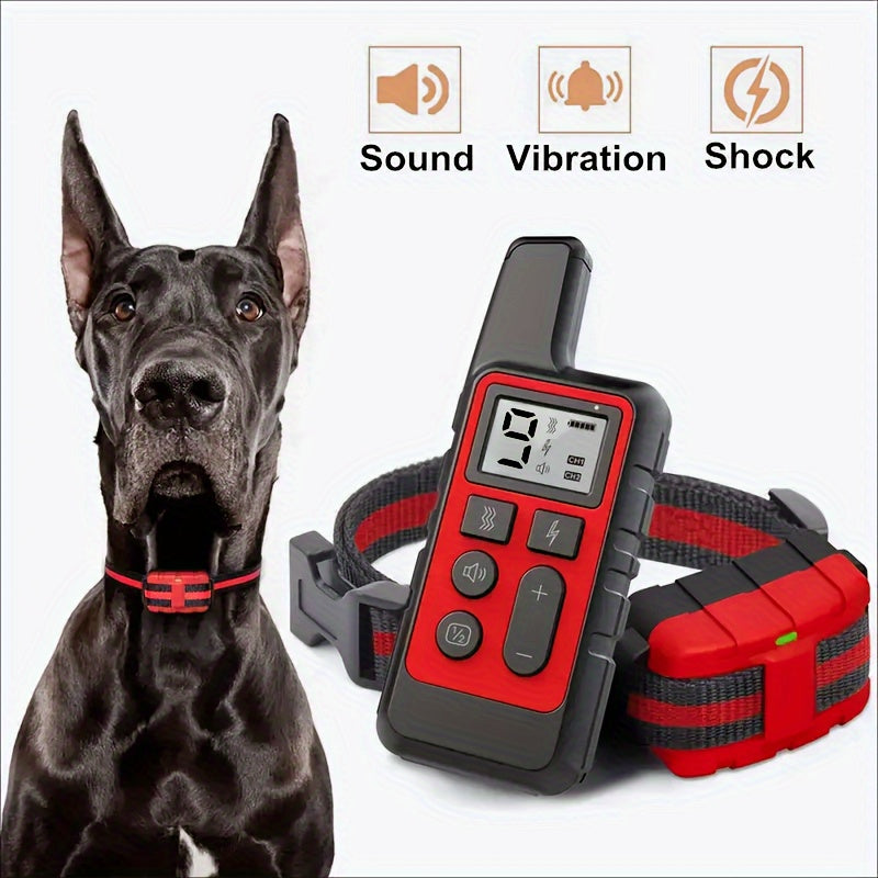 Dog Training Collar with 9-Level Adjustment, Rechargeable Remote E Collar with Tone, Vibration and Static Stimulation Modes in Red or Black