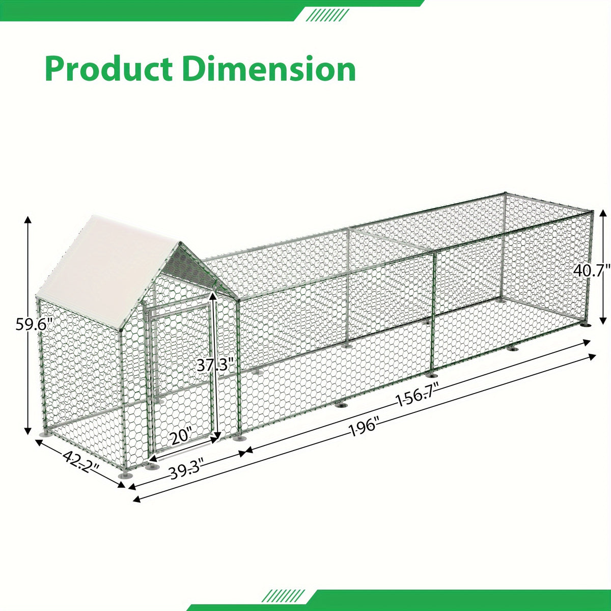 Large Metal Chicken Run with Lockable Door and UV-Resistant Cover, Steel Frame Poultry Enclosure with PVC-Coated Mesh for Backyard Hens and Ducks