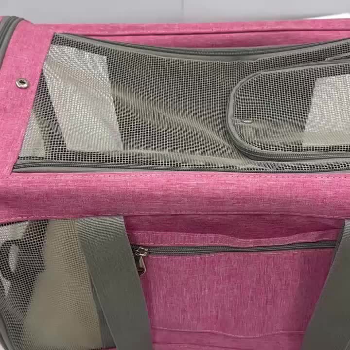 Rolling Pet Carrier Backpack with Telescoping Handle, Ventilated Oxford Cloth Travel Trolley with Zipper Closure and 360° Swivel Wheels