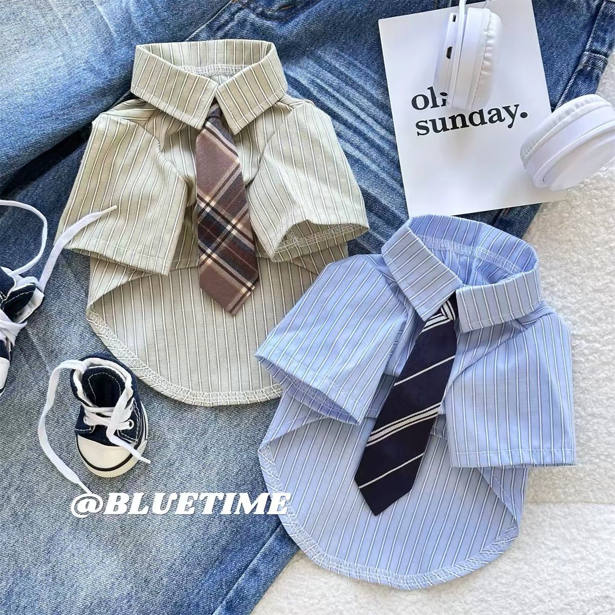 Dog Summer Shirt with Button-Up Style, Lightweight Breathable Pet Clothing for Small Dogs and Cats, Blue or Brown Options in S to XL
