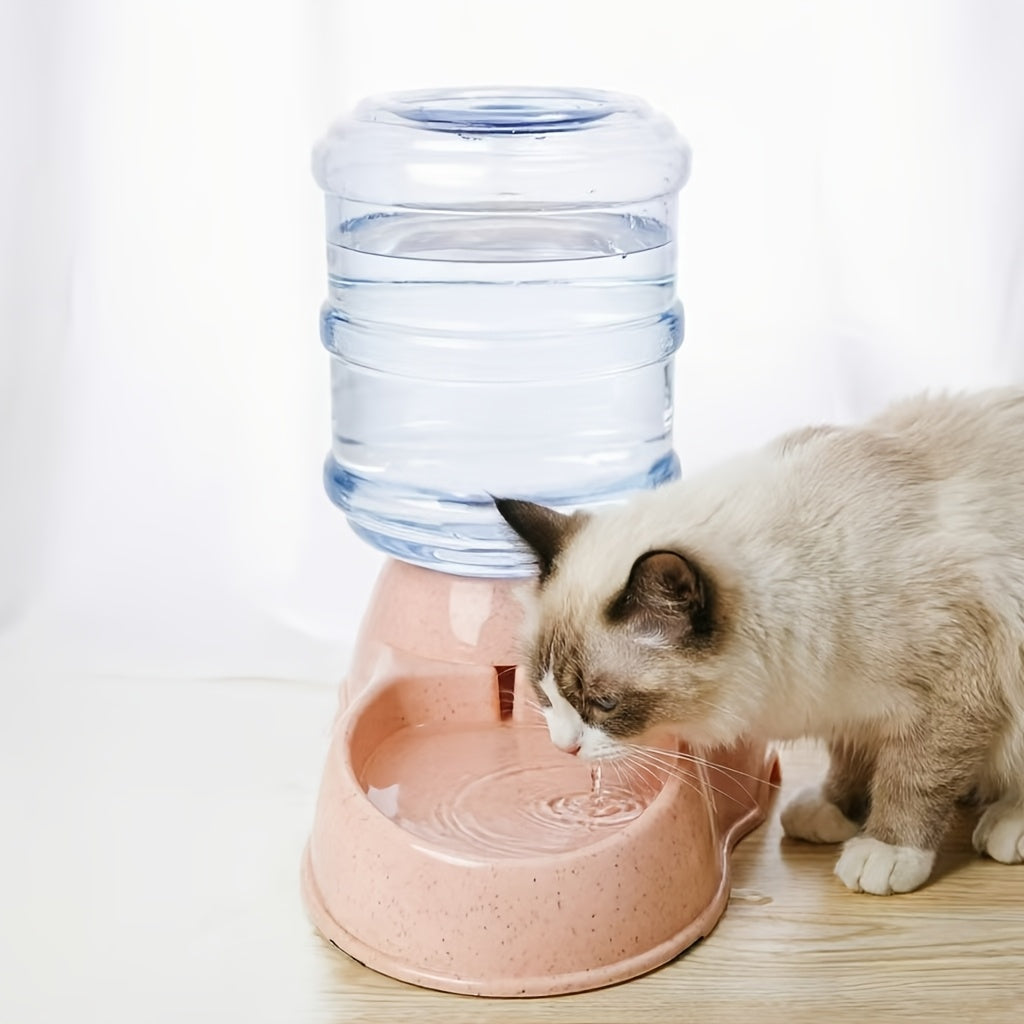 Gravity Pet Dispenser for Food or Water, Battery-Free Feeder or 1 Gallon Waterer with Clear Reservoir for Cats and Small to Medium Dogs, Three Colors