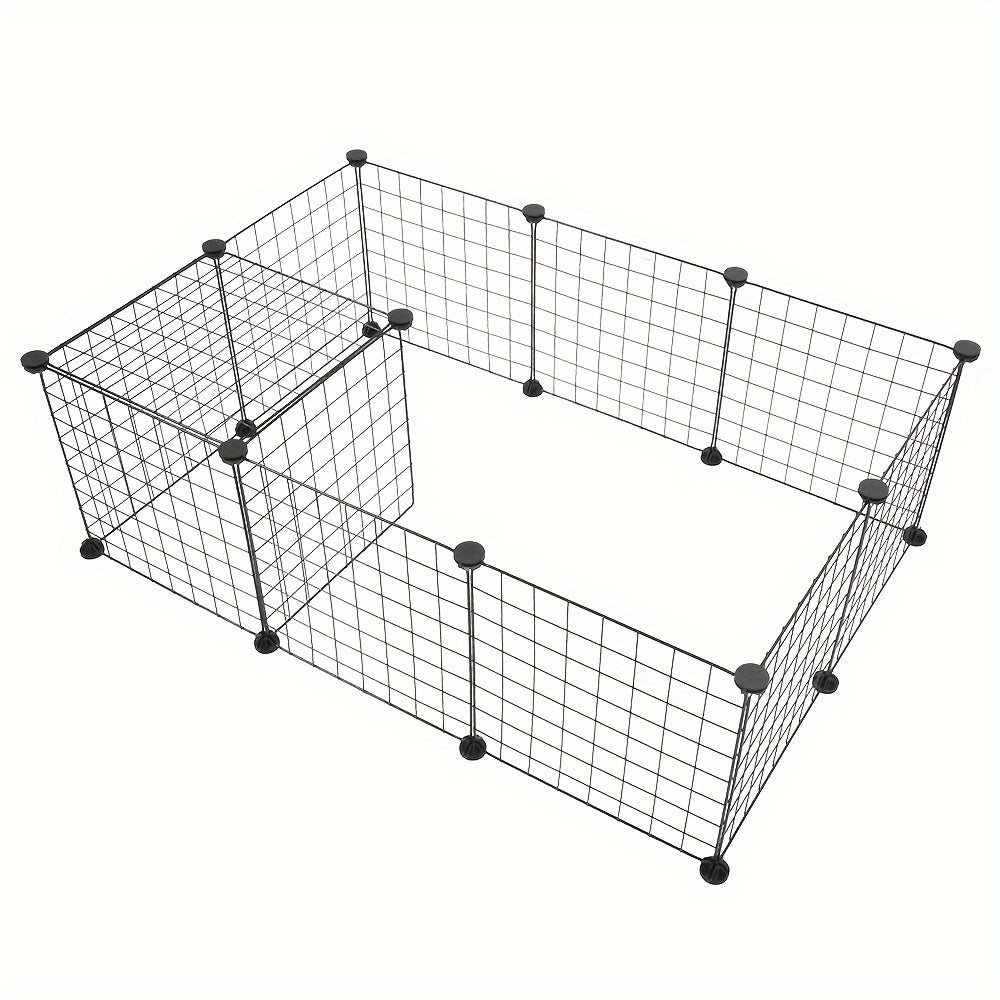 Guinea Pig Playpen with Black Metal Wire Panels, 28 x 56 x 14 Inch Indoor Small Animal Exercise Fence for Supervised Rabbit and Pet Play