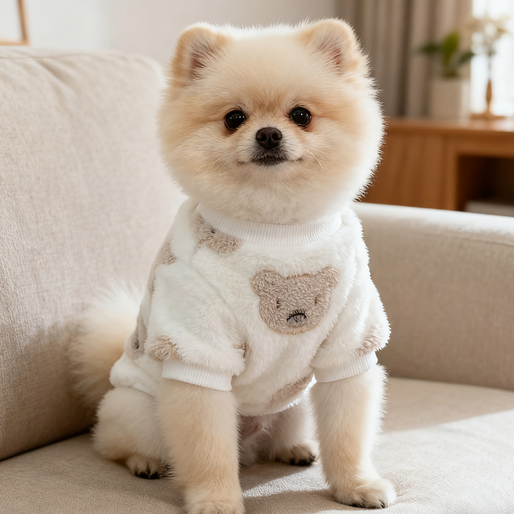 Dog Sweater Hoodie for Small Medium Dogs, Soft Warm Puppy Outfit for Autumn Winter Cold Weather, Cozy Green Pet Clothes for Chihuahua Schnauzer Teddy Bear Dogs, Bear Head and Leopard Print Styles