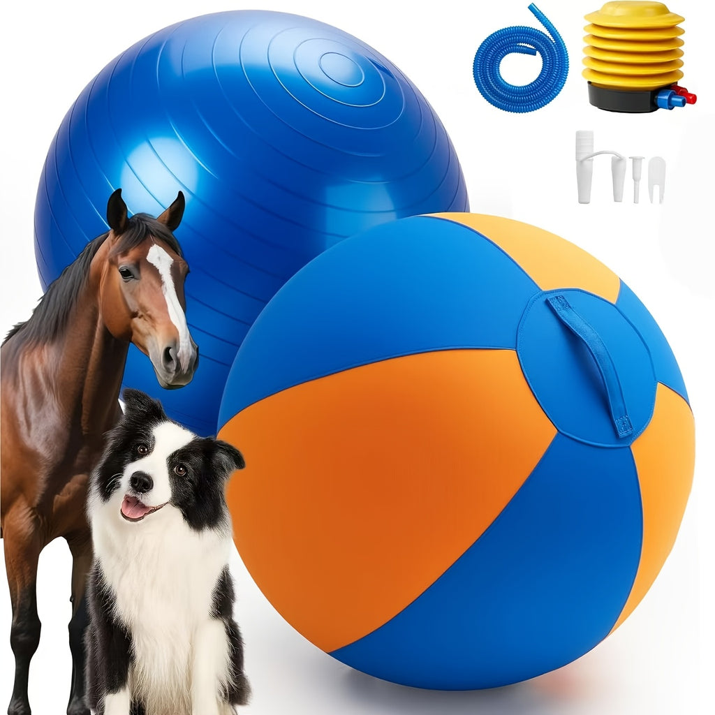Herding Ball for Dogs with Handle and Air Pump, Large Inflatable Outdoor Training Toy for Australian Shepherds, Border Collies and Backyard Play