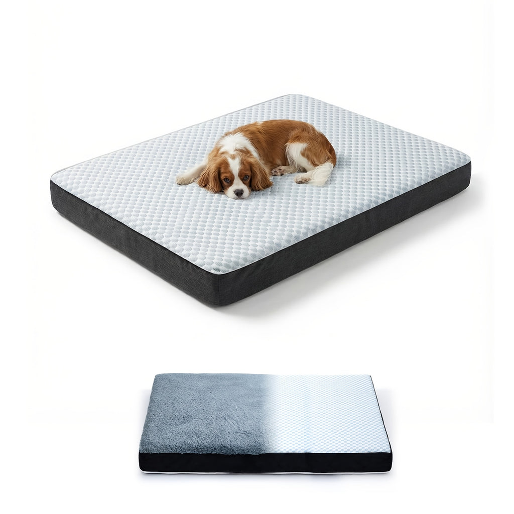 Double-Sided Orthopedic Dog Bed with Egg Crate Foam, Removable Washable Cover and Anti-Slip Base, Gray Crate Mat, 22.05 x 35.04 Inches