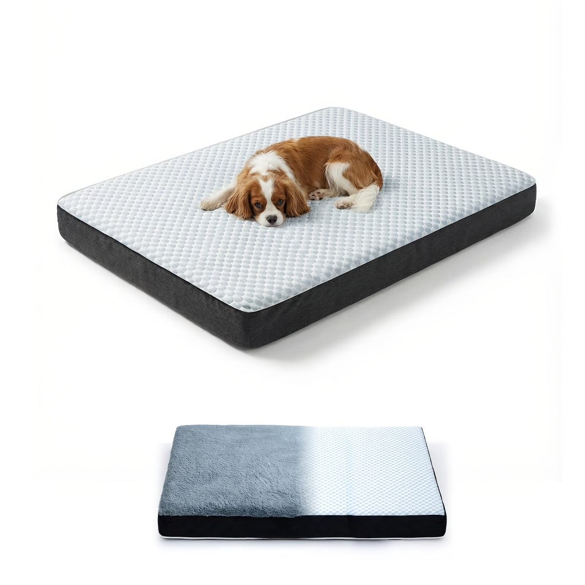 Double-Sided Orthopedic Dog Bed with Egg Crate Foam, Removable Washable Cover and Anti-Slip Base, Gray Crate Mat, 22.05 x 35.04 Inches