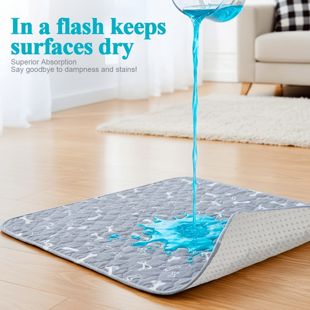 Dog Potty Training Pads, Reusable Washable Puppy Pee Mats with Non-Slip Base, Five Size Options and Solid or Printed Styles for Home and Travel