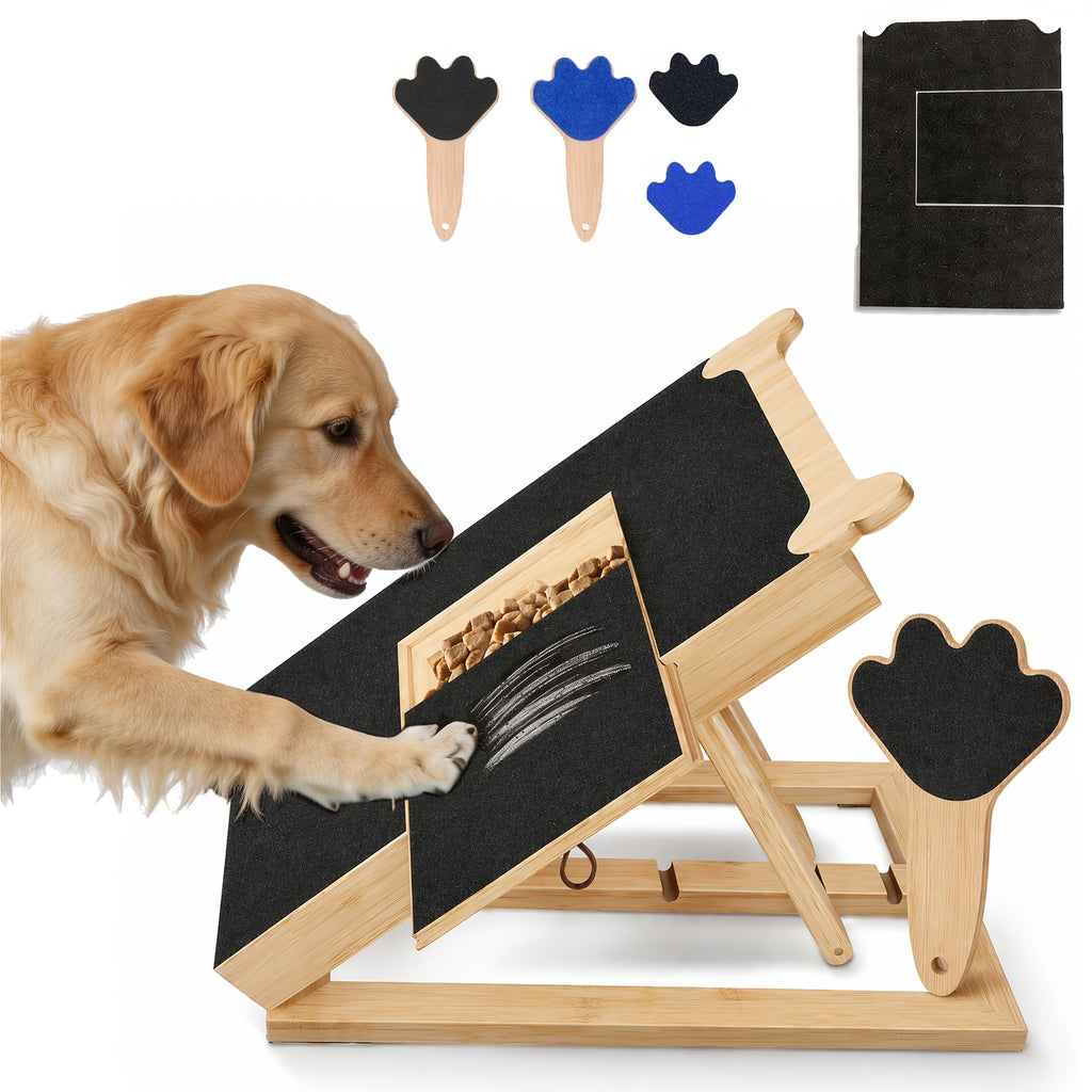Dog Nail Scratch Board with Treat Box and Mini Handheld File, 2-in-1 Paw Filing Pad for Small, Medium and Large Dogs, At-Home Grooming Set