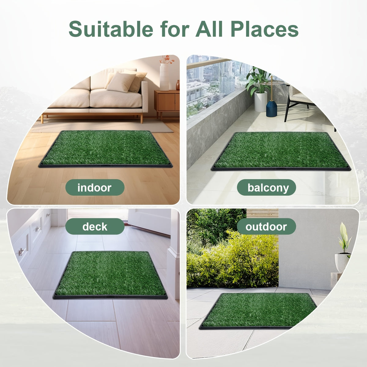 Puppy Grass Potty Training Pad with Tray, Reusable 4-Layer Artificial Turf Dog Toilet in Three Sizes for Apartments, Balconies and RV Travel
