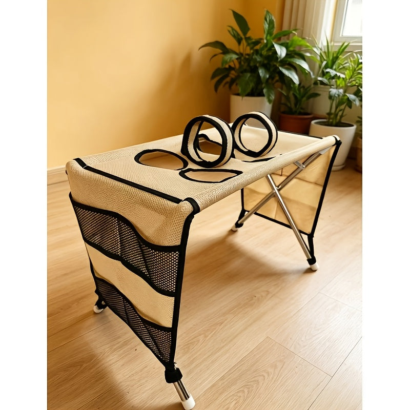 Folding Pet Grooming Table for Cats and Small Dogs, Detachable Grooming Support Hammock for At-Home Coat Trimming in Khaki or Black