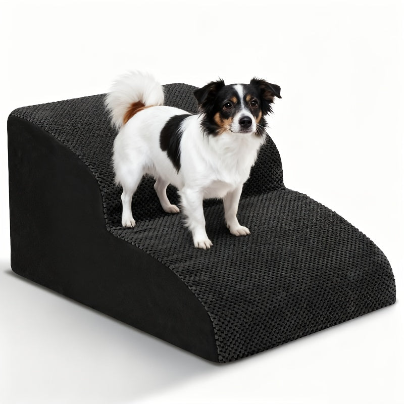Cushioned Dog Stairs for Small Dogs, High-Density Foam Pet Steps with Non-Slip Bottom and Removable Cover, 2 or 3 Steps for Suitable Beds and Couches