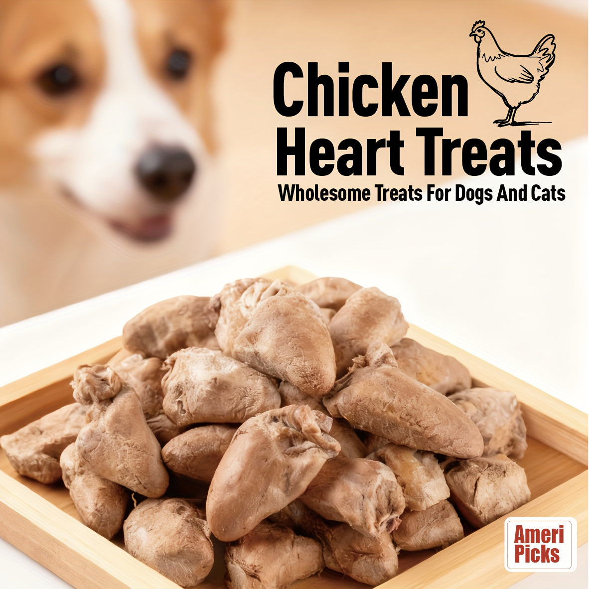 Single Ingredient Chicken Heart Treats for Cats and Dogs, Freeze Dried Grain-Free Training Rewards and Meal Topper in 200g or 300g Options