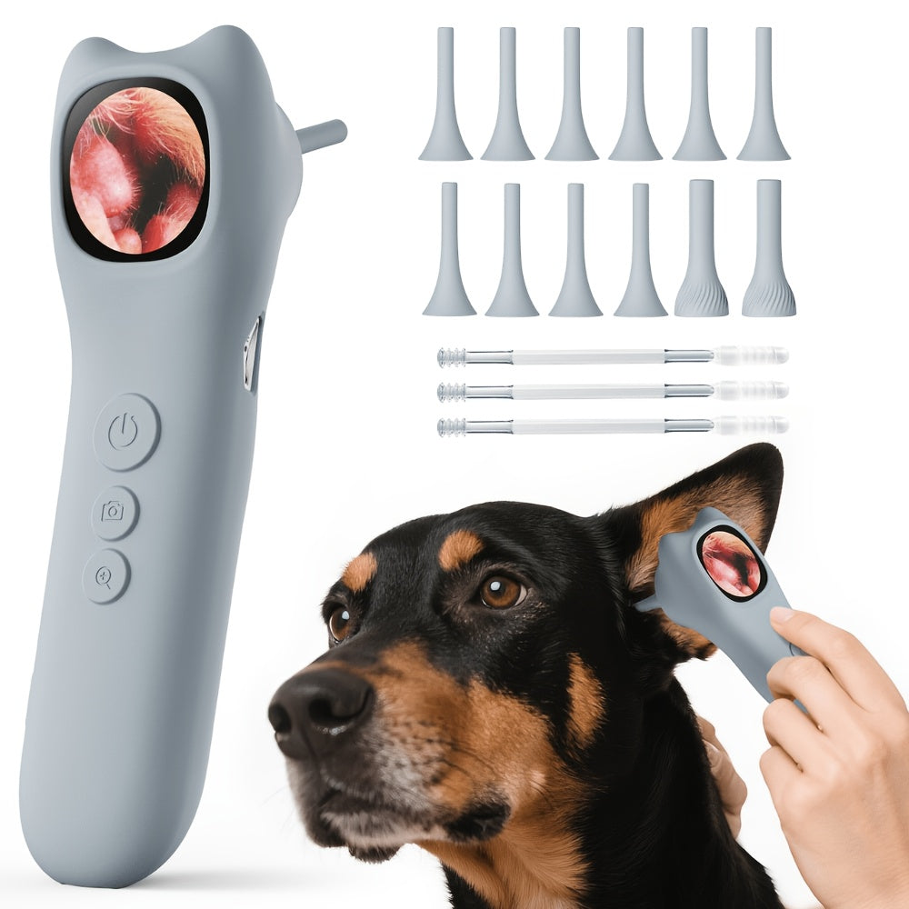 Pet Ear Inspection Camera for Dogs and Cats, 1080P HD with 4X Zoom, USB Rechargeable 4-in-1 Viewer and 12 Extra Inspection Tips for Home Care