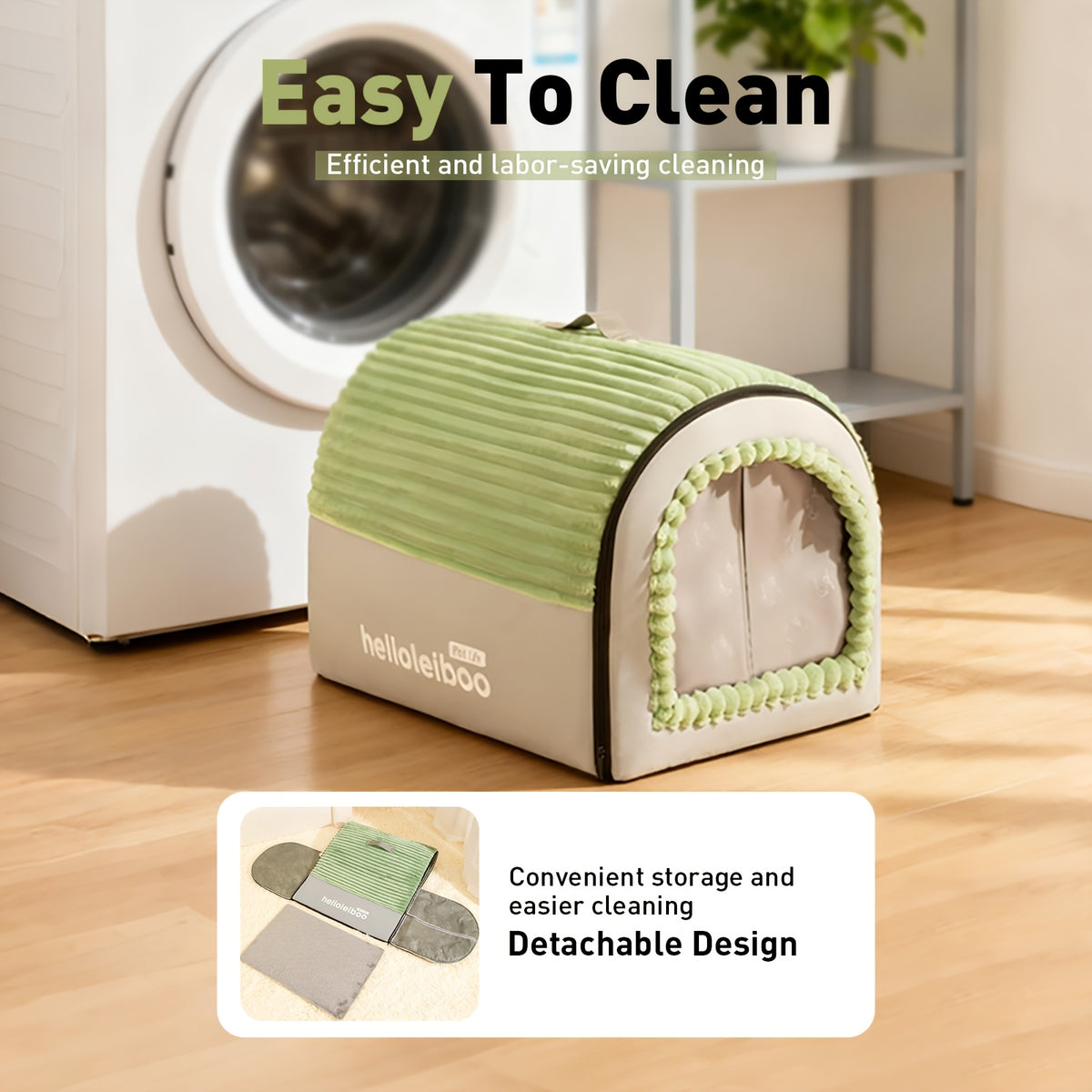 Foldable Indoor Dog House with Lid and Handle, 2-in-1 Brown Pet Tent Cave Bed with Soft Anti-Slip Washable Cushion for Dogs and Cats