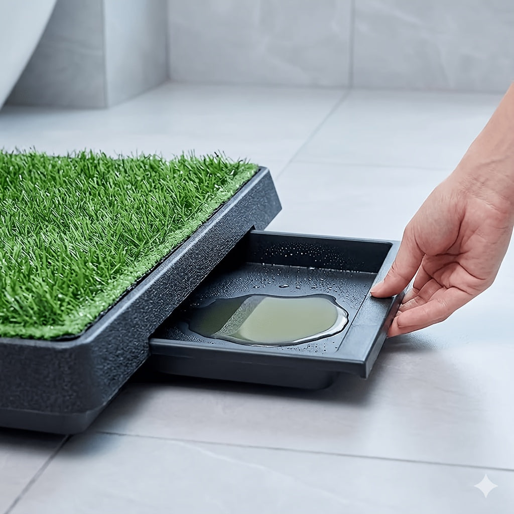 Dog Grass Pad with Tray 27.8 x 20 Inch, Three-Layer Washable Indoor Potty with 3 Replacement Turf Pads for Small and Medium Dogs, Apartments and Balconies