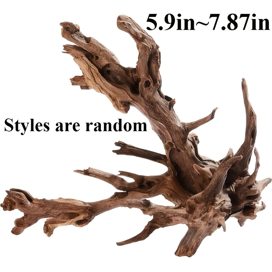 Aquarium Driftwood Single Piece, 5.9-7.87 Inch Random-Style Decorative Wood for Small Fish Tank Aquascaping and Nature-Inspired Underwater Layouts