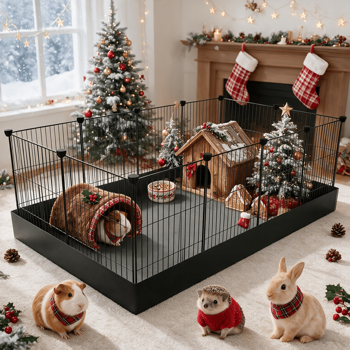 Guinea Pig Cage 48-Inch C&C Small Animal Playpen with One-Hand Release Hook, Triple Fixing Design and Optional PVC Bottom Liner