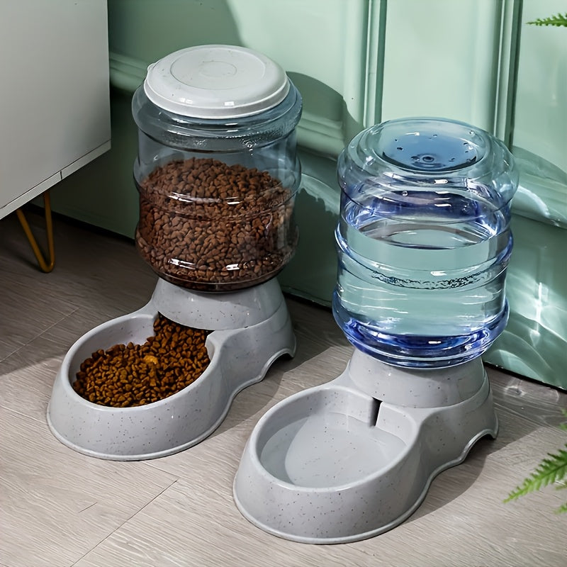 Gravity Dog Feeder or Water Dispenser, 1 Gallon Pet Food and Water Bowl Options for Cats and Small to Medium Dogs, Battery-Free PP Design