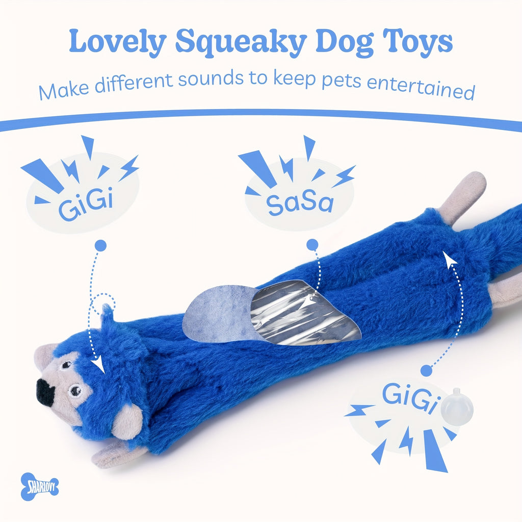 Squeaky Crinkle Dog Toys with No Stuffing, Soft Plush Animal Toys in 1, 2, 3 or 5 Piece Options for Supervised Puppy Play and Gentle Fetch