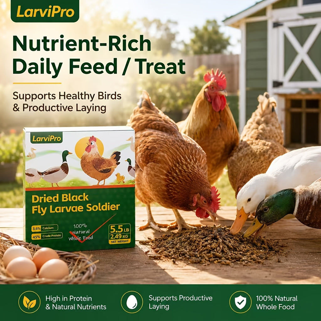 Chicken Grub Treats, Dried Black Soldier Fly Larvae in 5.5 lb or 11 lb Packs for Backyard Hens, Ducks and Wild Birds, Supplemental Foraging Snacks