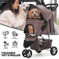 Foldable Dog Stroller for Small Dogs and Cats, 3-Wheel Pet Pushchair with Weather Cover, Breathable Mesh, Storage Basket and Cup Holder