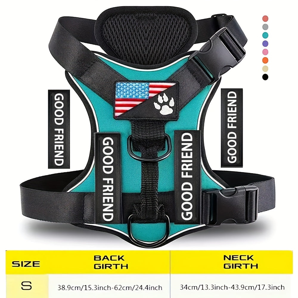 Service Dog Harness with 5 Removable Patches, Reflective Adjustable Soft Oxford Dog Vest with Inner Mesh Layer and ID System for Small Medium Large Dogs, Public Access and Mobility Aid Vest for Walking
