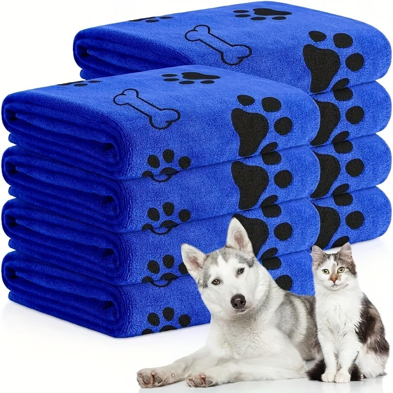 Dog and Cat Drying Towel, Blue Microfiber Pet Bath Towel with Absorbent Quick-Drying Fabric, Low-Lint Medium Size for Everyday Grooming, 1pc