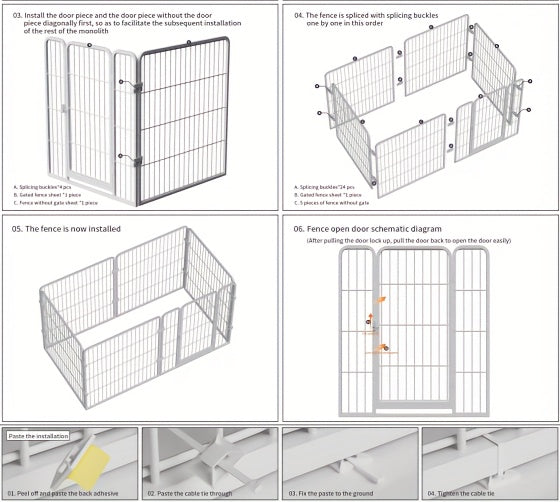 Indoor Dog Enclosure with Flexible Layout for Rest, Play and Potty Areas, Stainless Steel Pet Pen in Black or White for Small and Medium Dogs