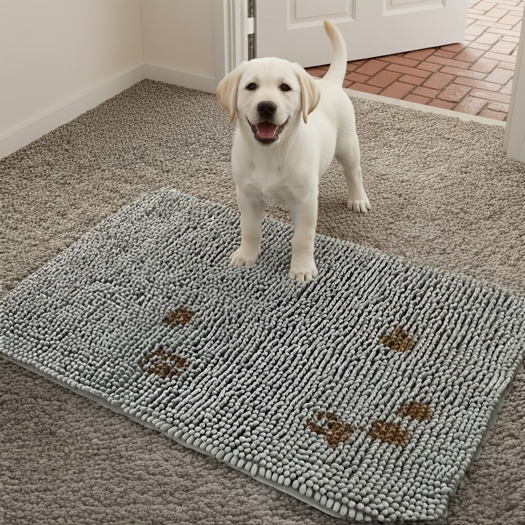 Dog Doormat for Muddy Paws, Absorbent Indoor Entryway Rug with Textured Non-Slip Rubber Backing for Moisture and Dirt Control
