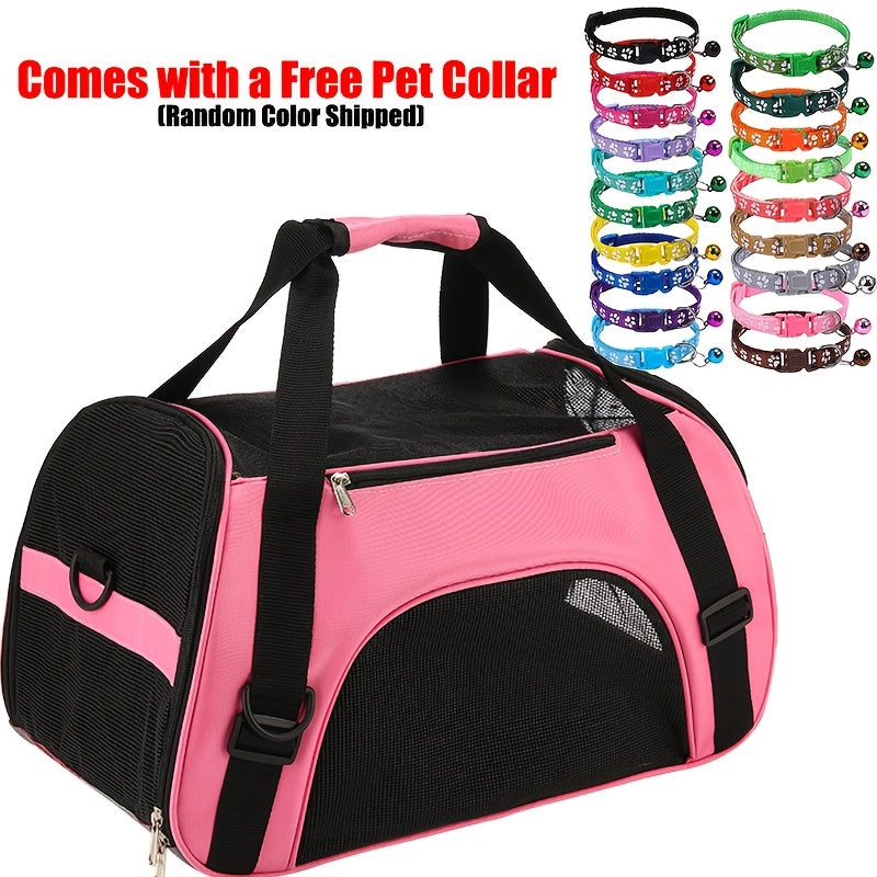 Soft Pet Carrier Crossbody Bag, Lightweight Foldable Travel Carrier for Small Dogs and Kittens, Blue or Pink with S, M and L Options for Walks and Vet Visits
