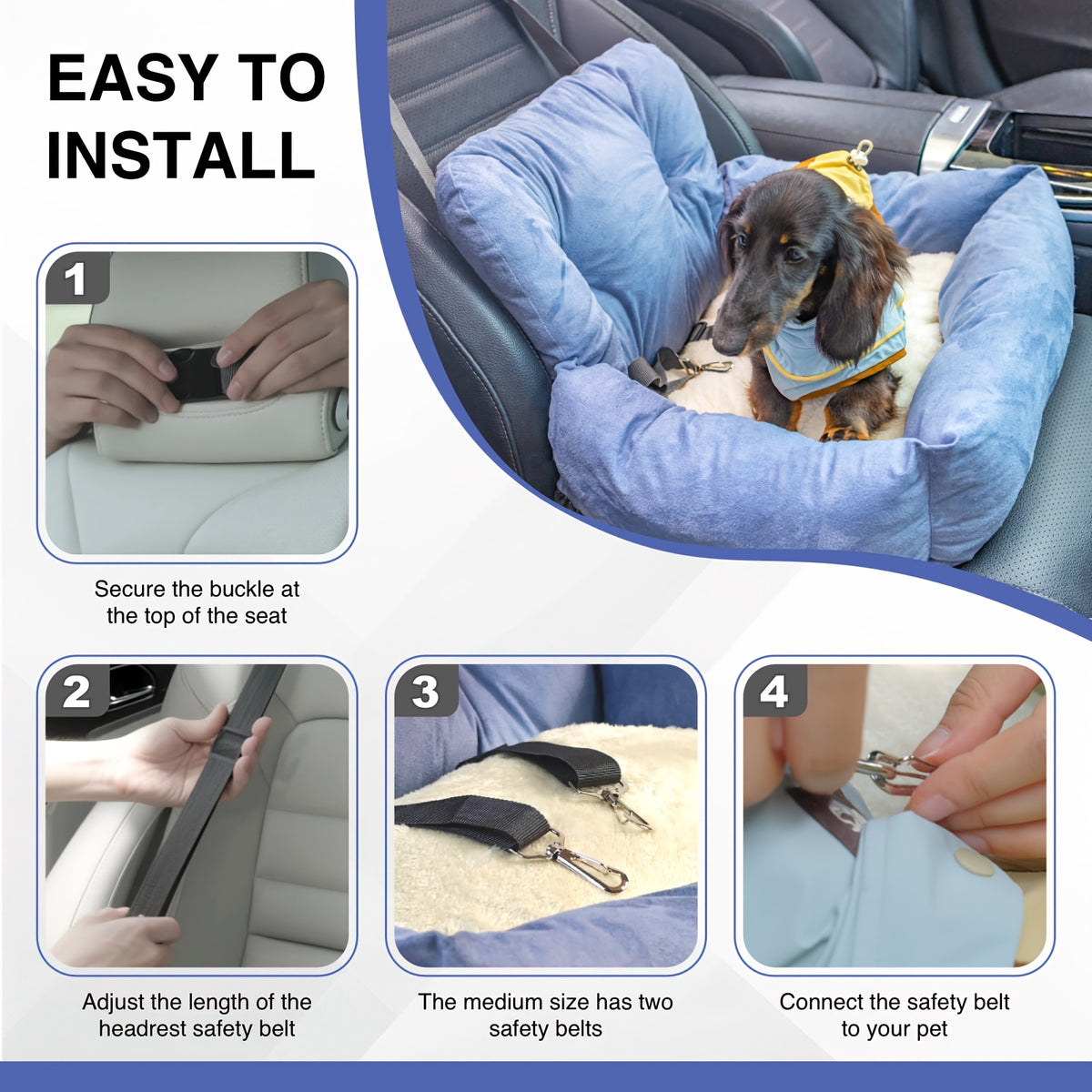 Dog Car Seat Carrier with Handheld and Shoulder Carry Options, Travel Booster Bag for Dogs and Cats with Listed Harness, Seven Color and Style Choices