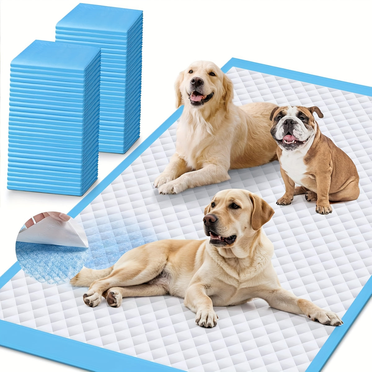 Dog Pee Pads XXXL 31x47/32x36/57x31 Inch, Disposable Dog Urine Pads 8-Layer Thickened Highly Absorbent Leak-Proof, Oversized Puppy Training Pads for Cars Cages Sofas, 60 Count