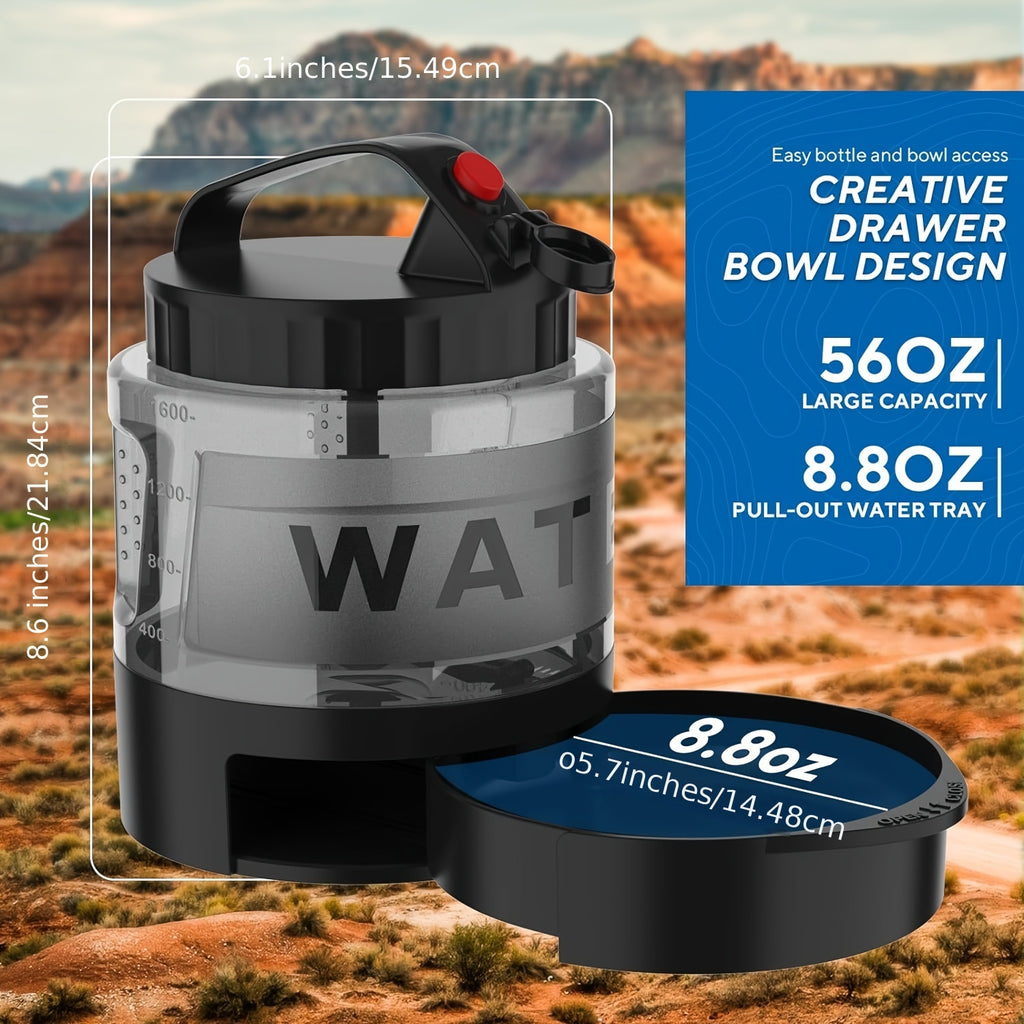 Large Capacity Dog Water Bottle, 54 oz BPA-Free Portable Pet Water Dispenser in Black for Hiking, Camping, Road Trips and Dog Park Visits