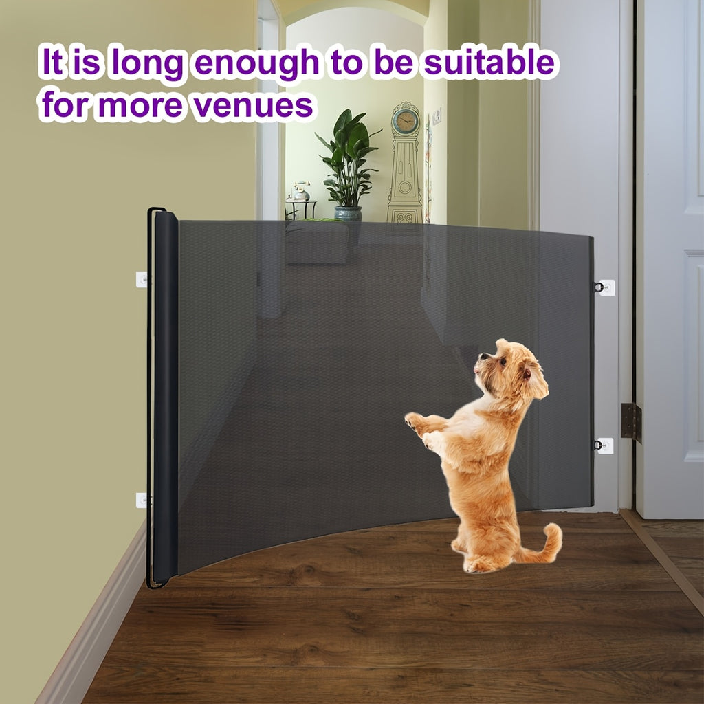 No Drill Mesh Pet Gate in Black, Expandable Dog and Cat Barrier for Doorways and Room Separation, Easy-Install Indoor Pet Fence