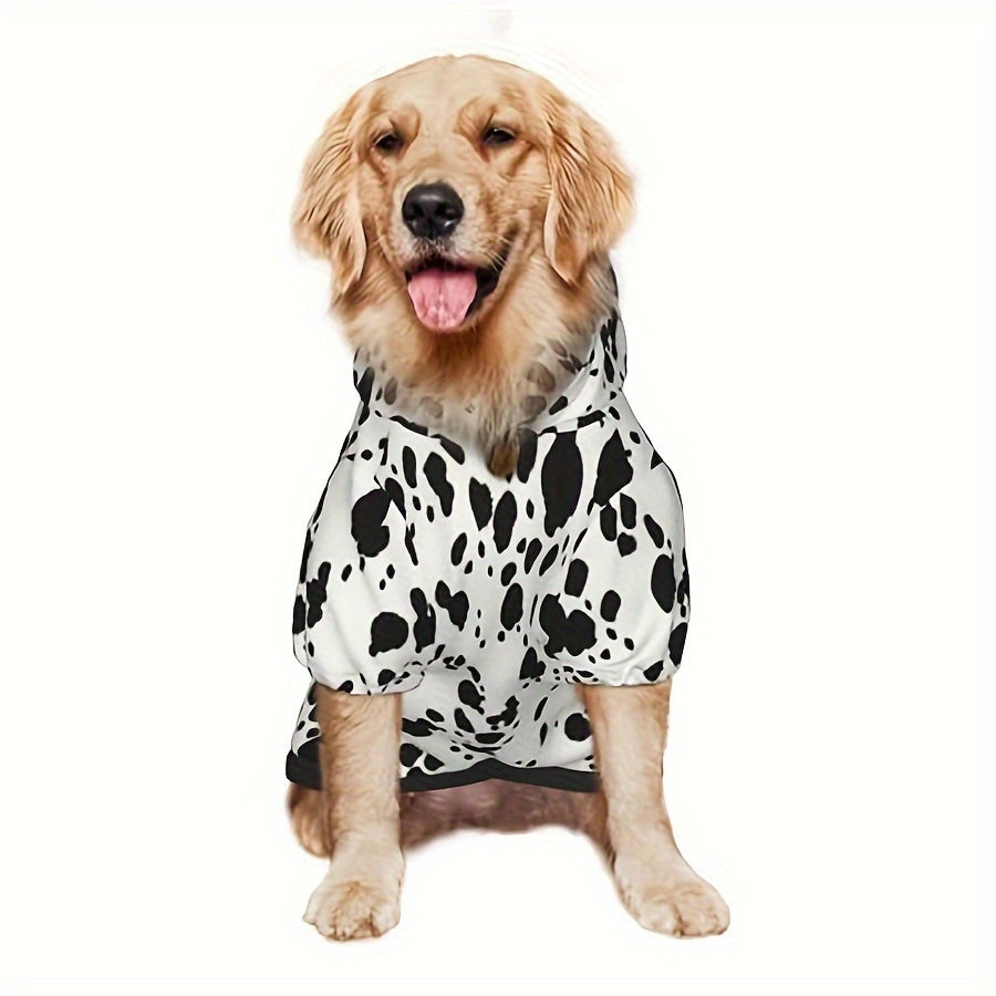Dalmatian Dog Hoodie, Soft Polyester Pet Sweatshirt with Stretch Ribbed Cuffs for Halloween Costumes, Fall Winter Walks and Photos, S XXL 3XL