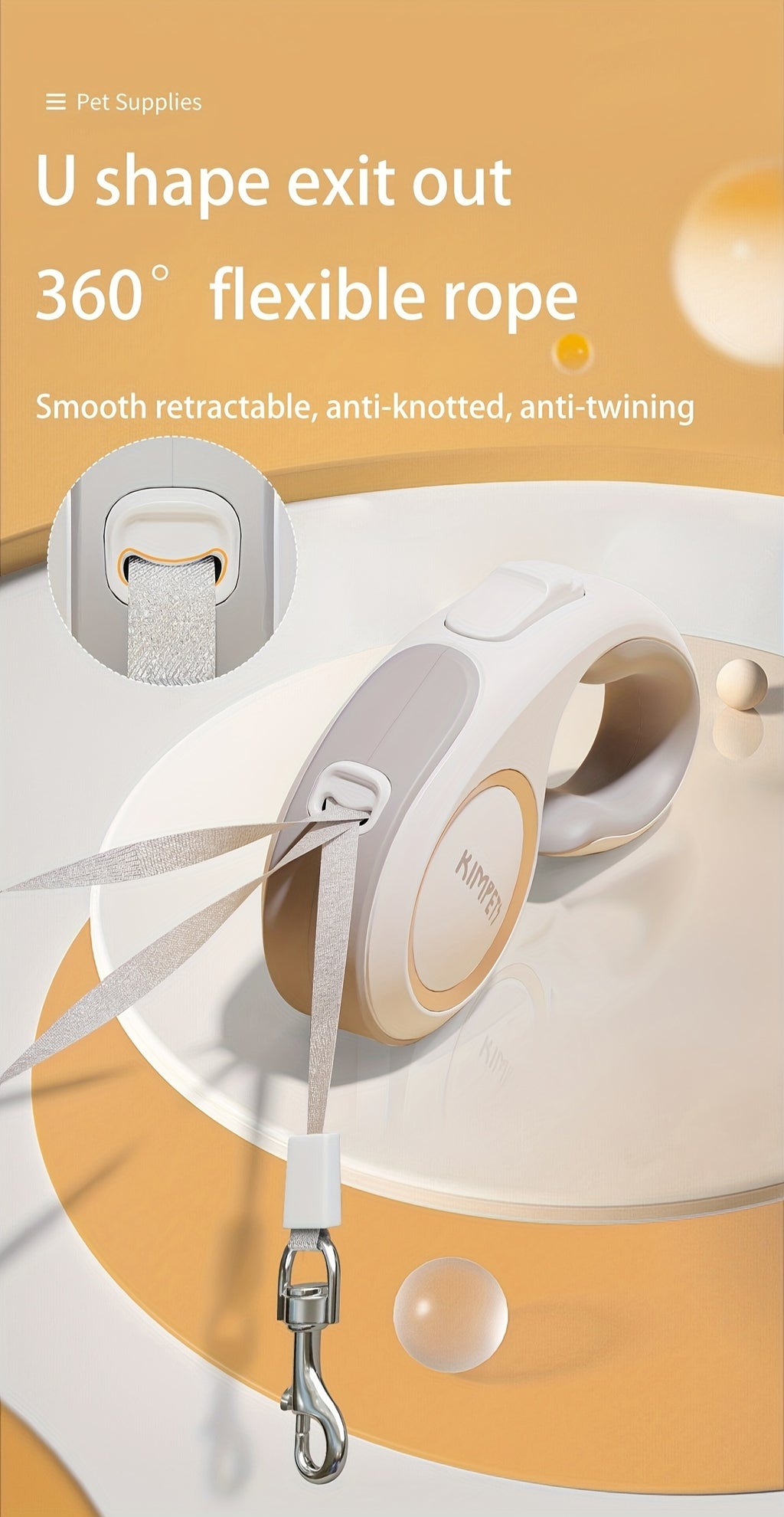 16ft Retractable Dog Leash with C-Shaped Ergonomic Handle, One-Button Lock and Unlock Control and 360-Degree Tangle-Reducing Design for Daily Walks