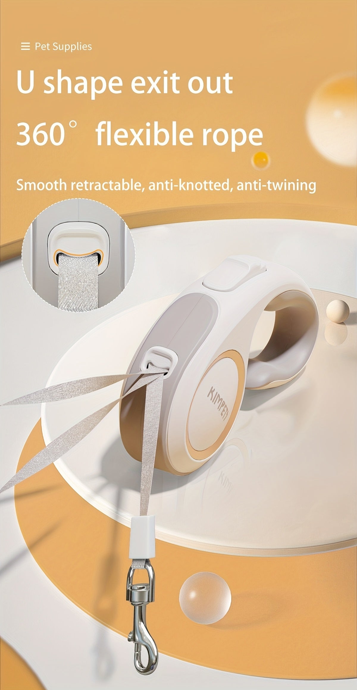 16ft Retractable Dog Leash with C-Shaped Ergonomic Handle, One-Button Lock and Unlock Control and 360-Degree Tangle-Reducing Design for Daily Walks
