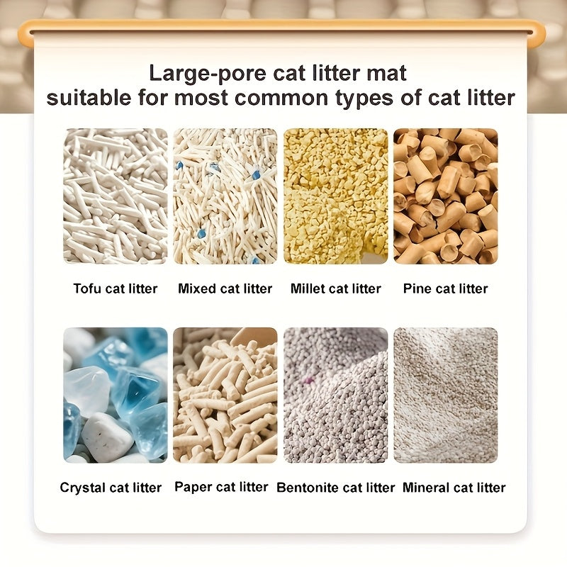 Honeycomb Litter Mat for Cats, Extra Large 27.6 x 47.2 Inch Gray Double-Layer EVA Litter Catcher with Non-Slip Design for Multi-Cat Homes