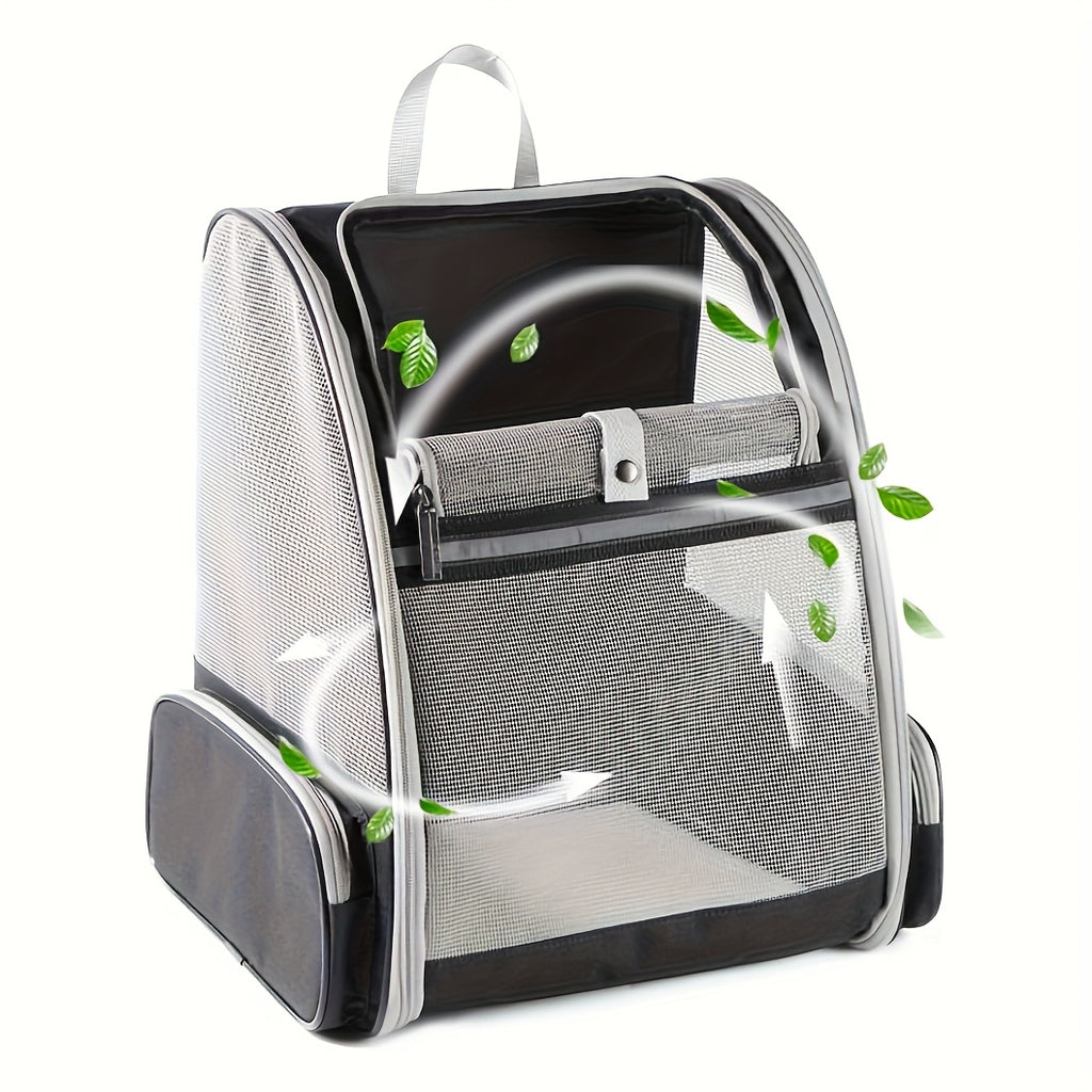 Mesh Cat Carrier Backpack, Foldable Pet Travel Bag with Three-Sided Ventilation, Chest Buckle and Removable Mat for Cats and Small Dogs, Purple or White