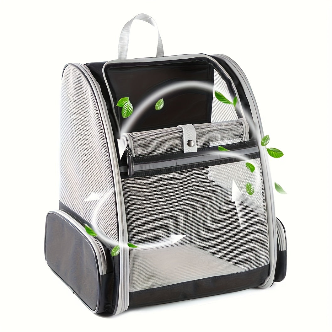 Mesh Cat Carrier Backpack, Foldable Pet Travel Bag with Three-Sided Ventilation, Chest Buckle and Removable Mat for Cats and Small Dogs, Purple or White