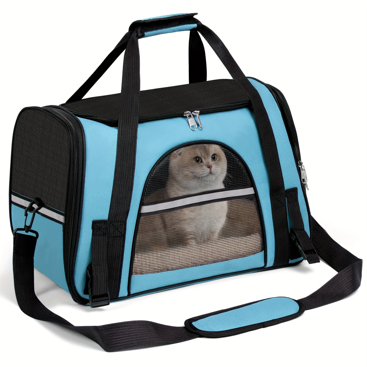 Foldable Cat Carrier Backpack with Zipper Closure, Ventilated Pet Travel Bag for Cats and Dogs, Seven Colors for Vet Visits and Everyday Trips